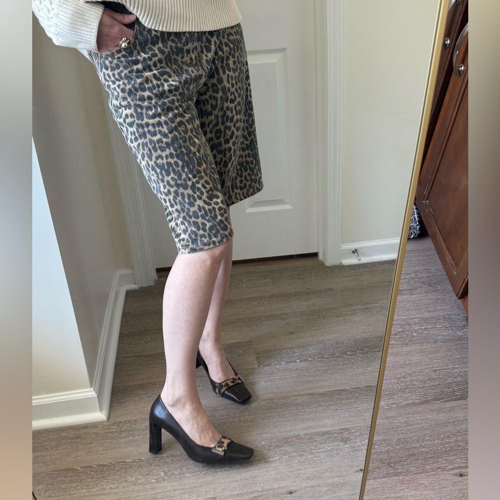 GCI - Elegant Brown Leather Heels with Leopard Accent good for size 7,5 US - Picture 3 of 9